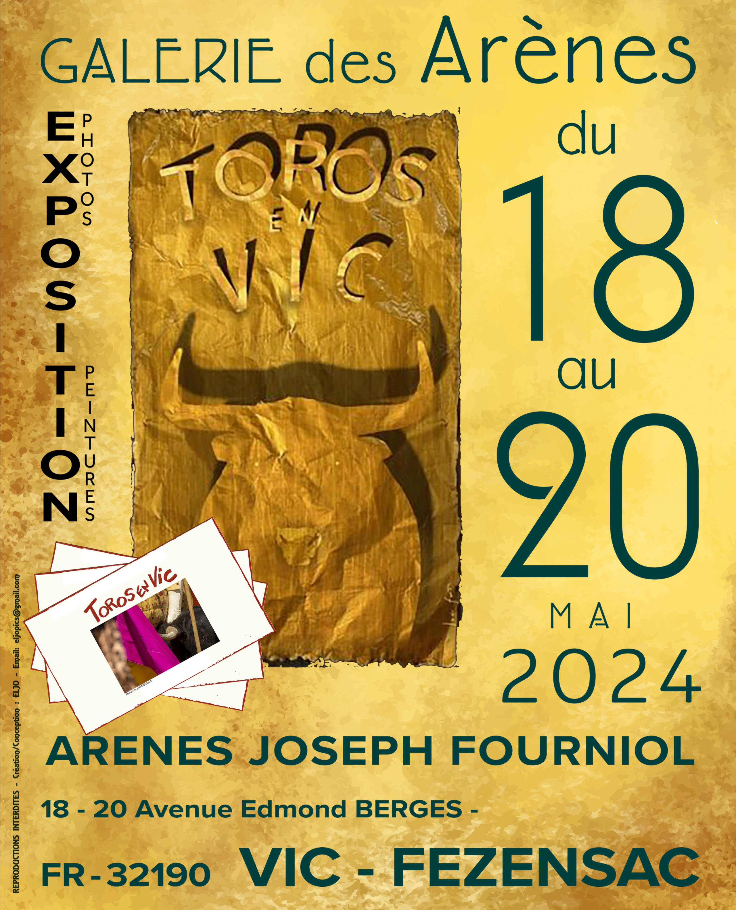 Affiche de l'exposition Artauromachique d'Eljo à Vic Fezensac, en mai 2024.