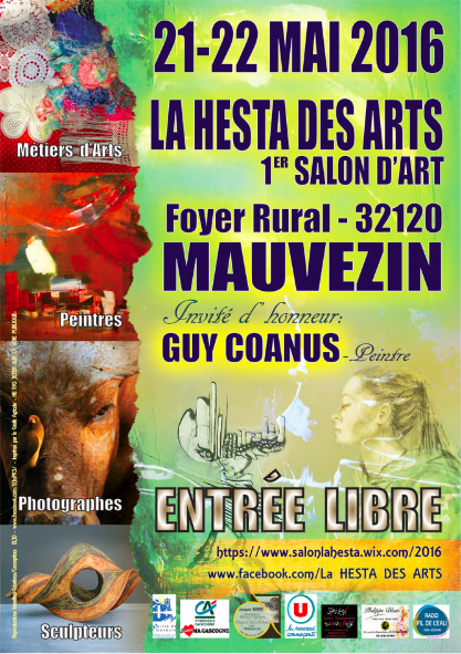 Affiche de l'exposition la "Hesta des Arts" à Mauvezin, en 2016.