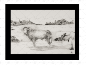 Copie du dessin intitulé "Hilton au pré" peinte par Eljo.