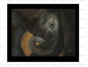 Copie de la peinture intitulée "Douceur pachidermique" peinte par Eljo.