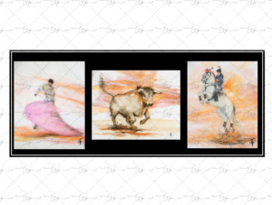 Copie de la peinture intitulée "Tryptique tauromachique" peinte par Eljo.