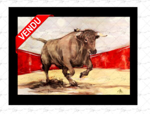 Copie de la peinture intitulée "Dans l'arène" peinte par Eljo.