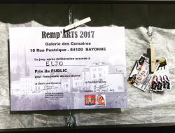 Prix remporté par Eljo lors de l'exposition des Remp'Arts à Bayonne en 2017.
